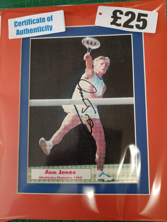 Tennis Ann Jones personally signed photo 1969 Wimbledon Ladies Champion