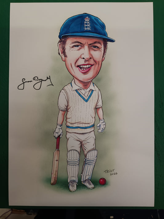 Cricket Geoffrey Boycott personally signed Caricature