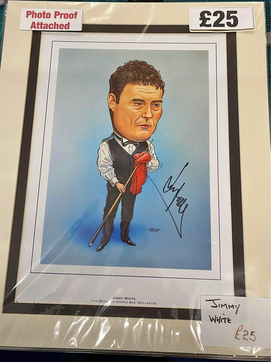 Snooker Jimmy White personally signed caricature