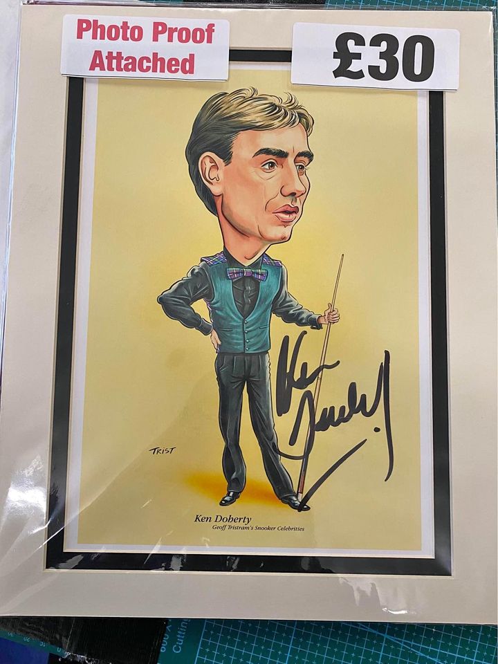 Snooker Ken Doherty personally signed caricature.