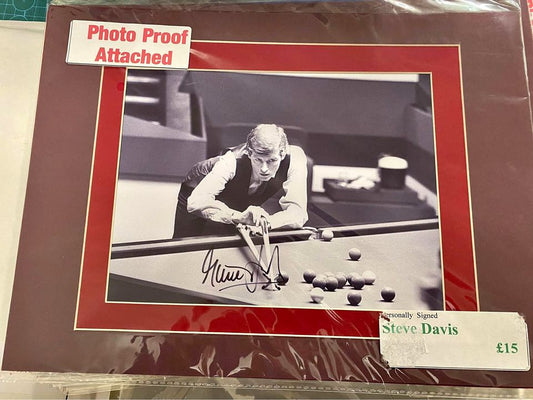Snooker legend Steve Davis personally signed photograph