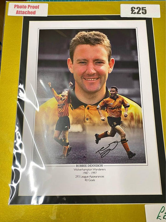 Wolverhampton Wanderers legend Robbie Dennison personally signed limited edition print
