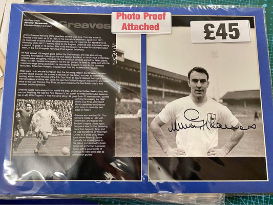 Tottenham Hotspur & England legend Jimmy Greaves personally signed display