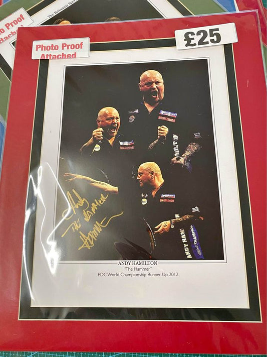 Darts Andy Hamilton personally signed limited print