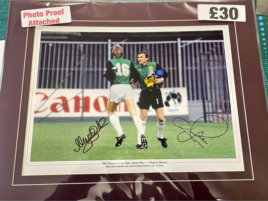 Aston Villa 1982 European Cup Jimmy Rimmer & Nigel Spink personally signed photograph