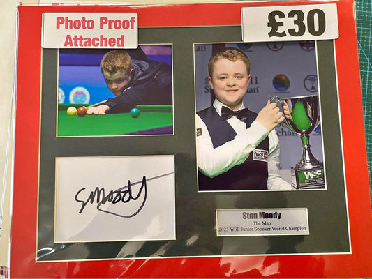 Snooker Stan Moody personally signed display