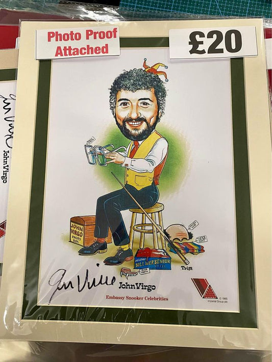 Snooker legend John Virgo personally signed caricature