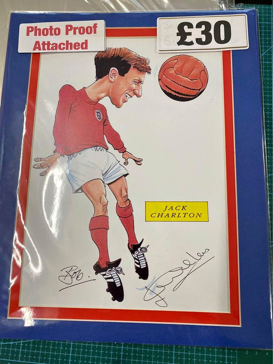 England 1966 legend Jack Charlton personally signed caricature