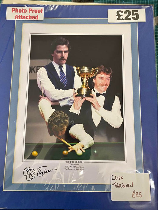 Snooker legend Cliff Thorburn personally signed limited edition print