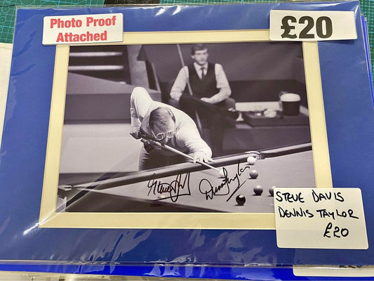 Snooker legends Steve Davis & Dennis Taylor personally signed photograph