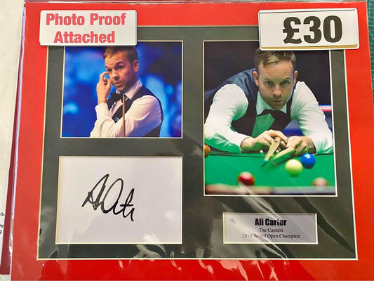 Snooker Ali Carter personally signed display
